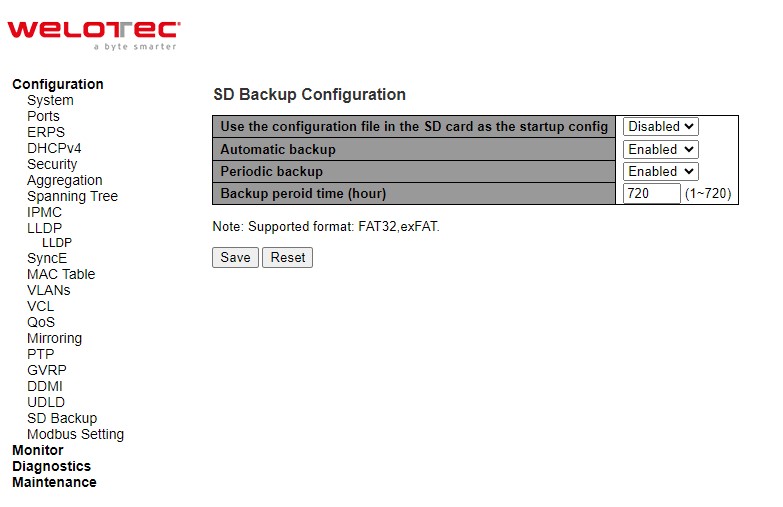 Figure 2.119 Webpage to Configure SD Backup