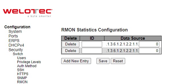 Figure 2.46 Adding New Entry to RMON Statistics Configuration