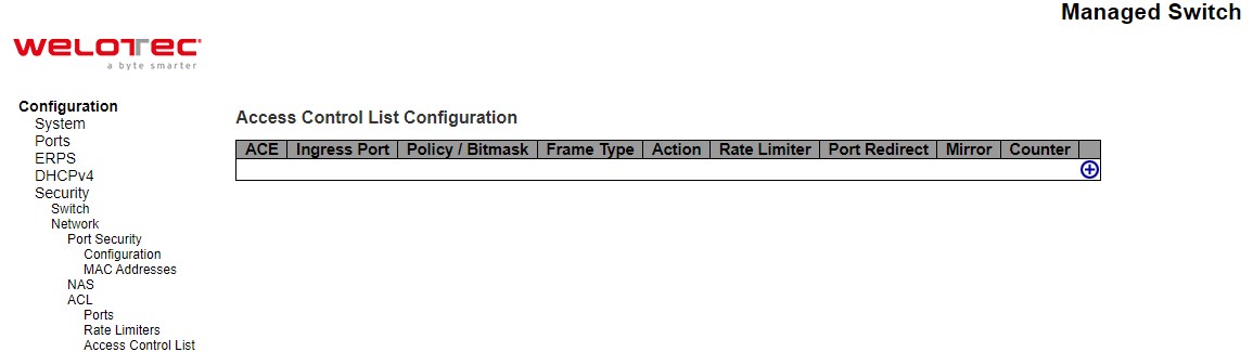 Figure 2.58 Webpage to Configure Network ACL Access Control