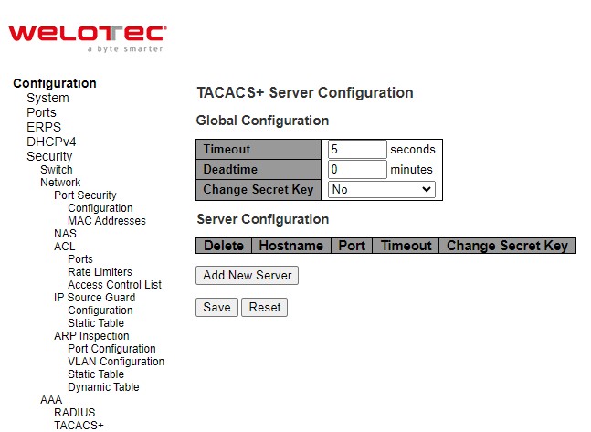 Figure 2.68 Webpage to Configure AAA TACACS+