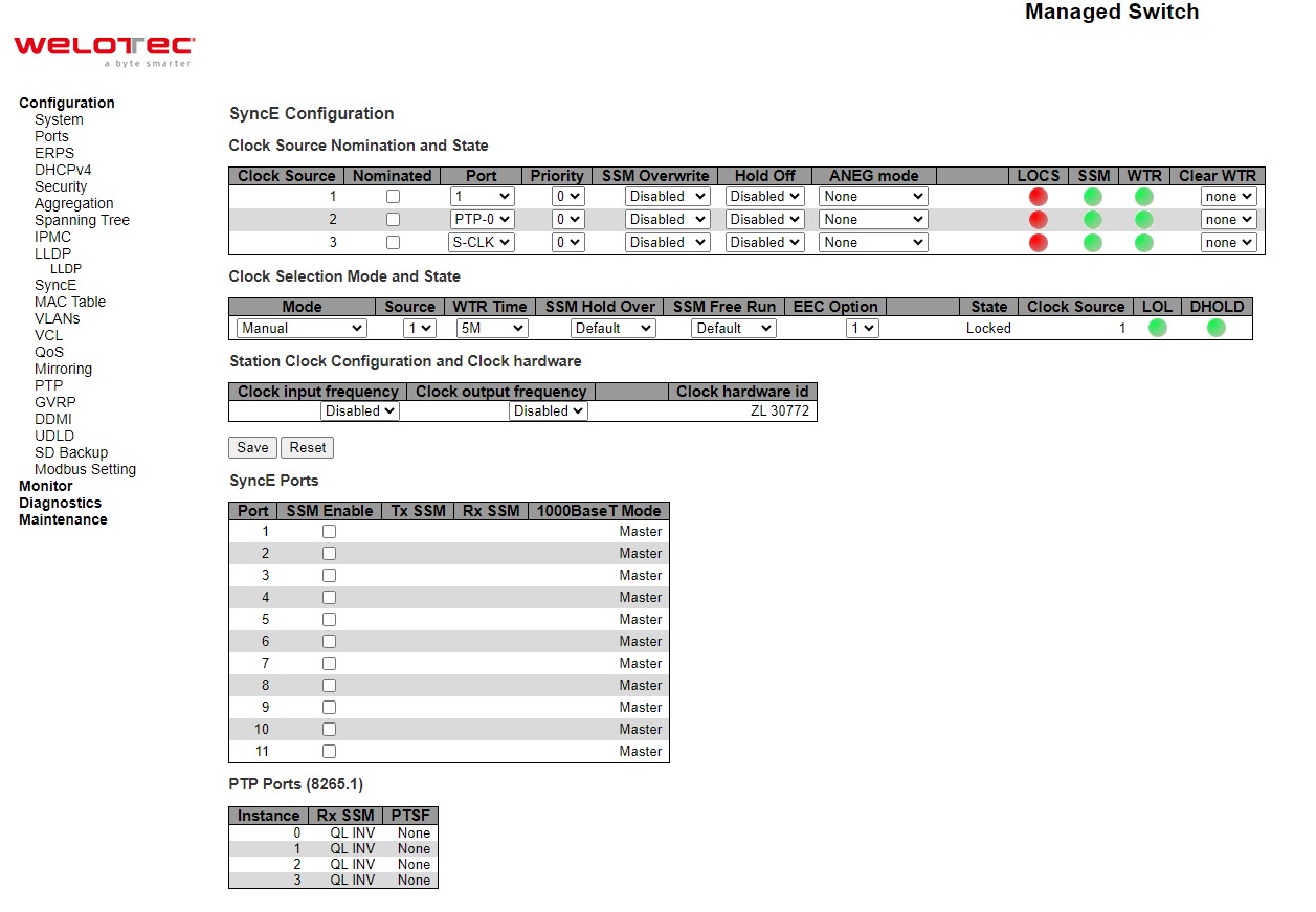 Figure 2.85 Webpage to Configure SyncE