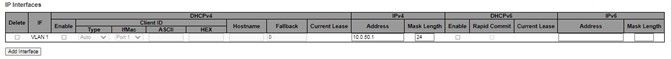 Figure 2.8 Webpage to Configure System's IP Interfaces