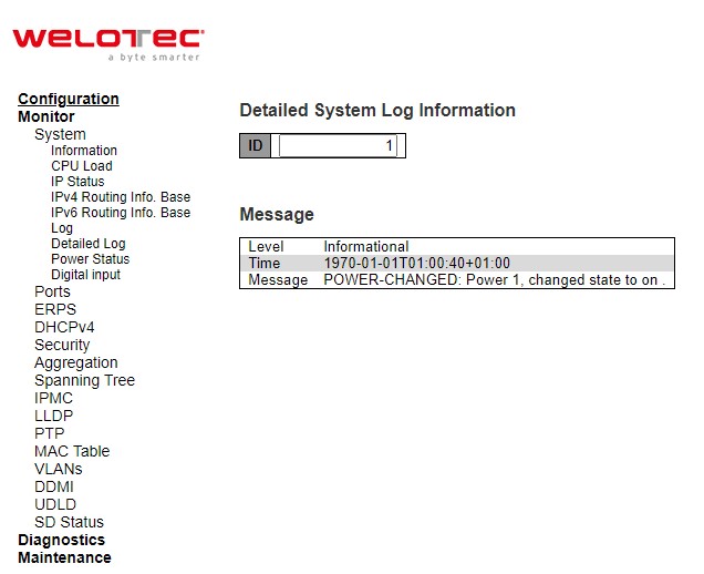 Figure 3.8 Webpage to Monitor System Detailed Log