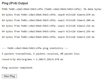 Figure 4.6 Result of successful IPv6 ping