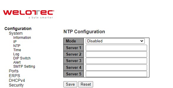 Figure 2.10 Webpage to Configure System NTP