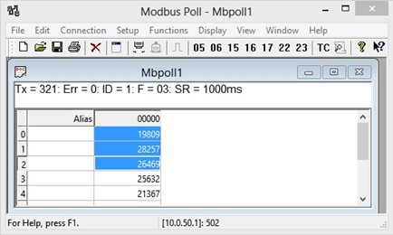 Figure 2.122 Multiple Cell Section in Modbus Poll