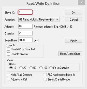 Figure 2.125 Slave ID in the Modbus Poll Function is set to 1