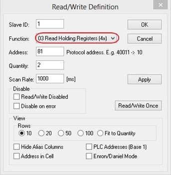 Figure 2.126 Set Code 03 in the Modbus Poll Function