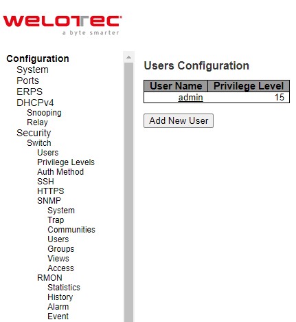 Figure 2.25 Configuration ⭢ Security ⭢ Switch Menu