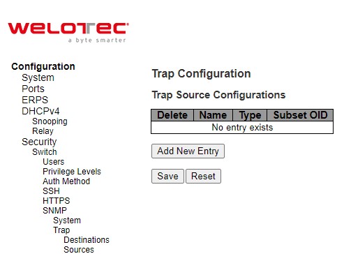 Figure 2.37 Webpage to Configure SNMP Trap Sources