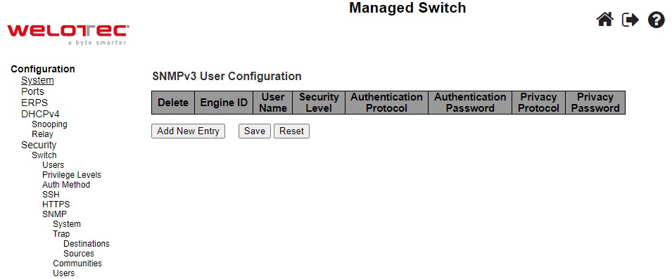 Figure 2.41 Webpage to Configure SNMP Users