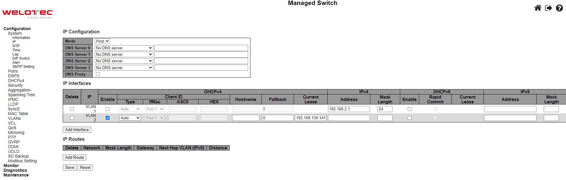 Figure 2.6 Webpage to Configure System's IP Information.