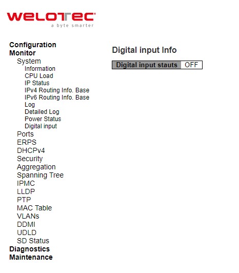 Figure 3.10 Webpage to Monitor System's Digital Input