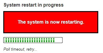 Figure 5.3 System restart in progress webpage